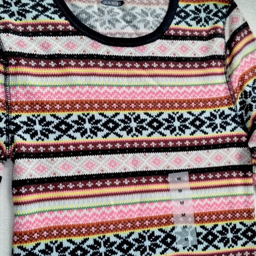 Old Navy Active Long Sleeve Striped Shirt Size M Medium Casual Boyfriend 007 - Picture 3 of 15